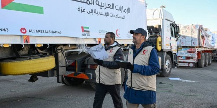 100 trucks carrying 1,442 tonnes of UAE aid entered Gaza since start of ceasefire