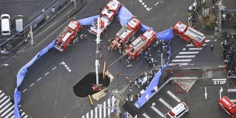 1.2 million in Japan told to use less water to help rescue man from sinkhole