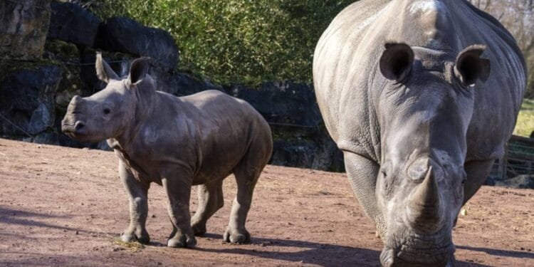 Baby white rhino Nova makes her public debut at Belgium's Pairi Daiza zoo