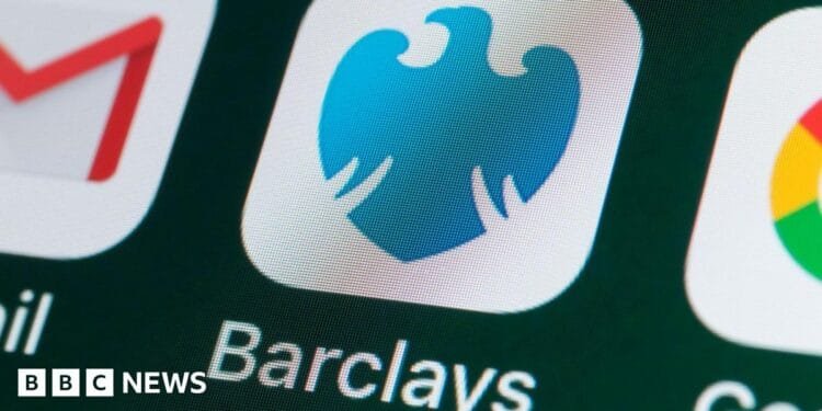 A picture of the Barclays app on a phone
