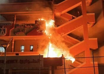 Gaza's largest hospital catches fire after being bombarded