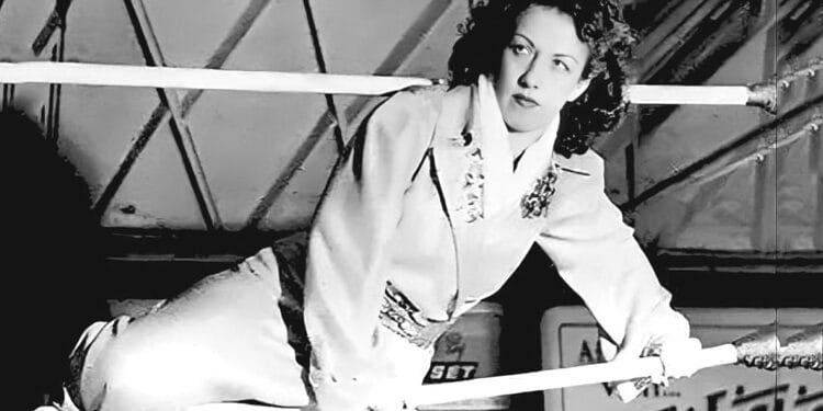 women s wrestling pioneer mildred burke enters through the ropes wearing her classic robe photo file