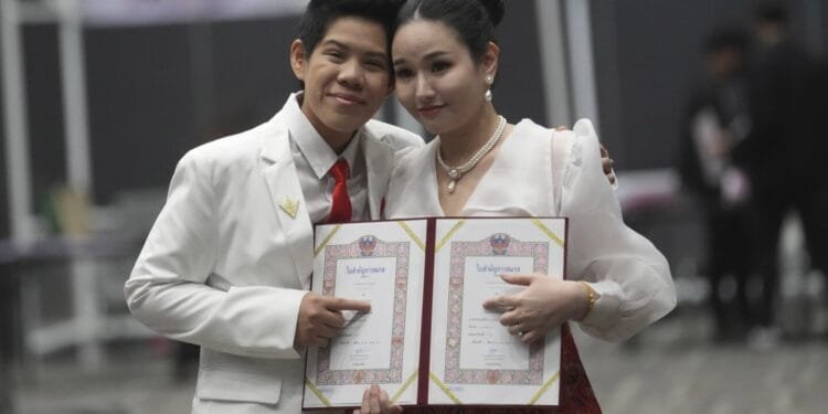 LGBTQ+ couples in Thailand register their marriages on the first day of law giving them equal status