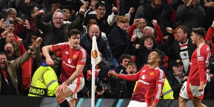 Man Utd reach Europa League semifinals with late Maguire goal against Lyon
