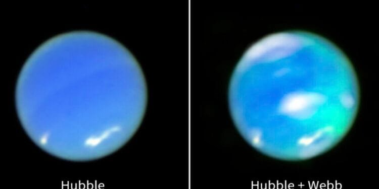 Neptune’s auroras are captured in great detail by NASA’s Webb telescope