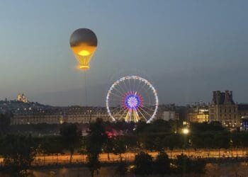 Olympic balloon rises again in Paris