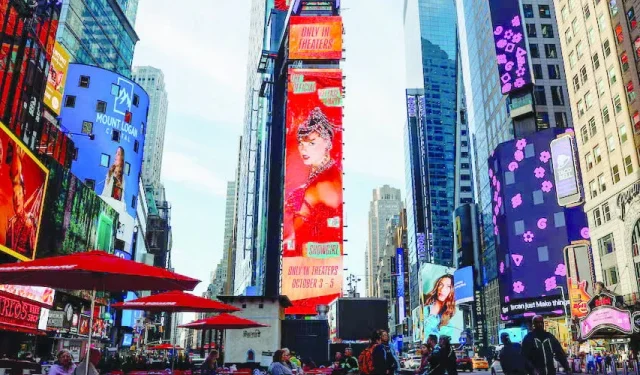 a billboard advertises the official release party of a showgirl in times square new york city photo reuters