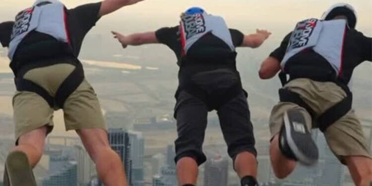 Sheikh Hamdan shares video of 31 extreme athletes jumping off Burj Khalifa