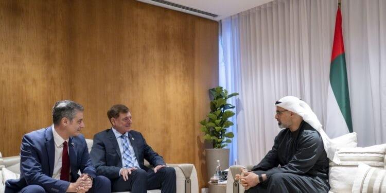 Sheikh Khaled, CEO of aircraft manufacturer Embraer discuss ways to expand collaboration