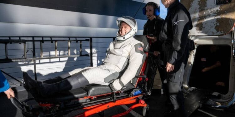 Smiles, thumbs ups and playful dolphins mark stranded Nasa astronauts' return to Earth