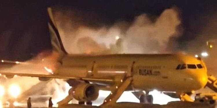 South Korea airplane fire leaves seven injured
