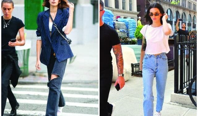 The off-duty model playbook 1 kaia gerber and kendall jenner opt for simple white tees and straight denim pants photos file