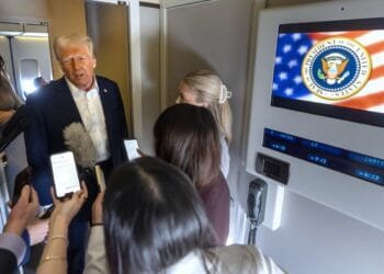 Trump’s Q&A on Air Force One goes from the plane’s color scheme to the fate of TikTok and Canada