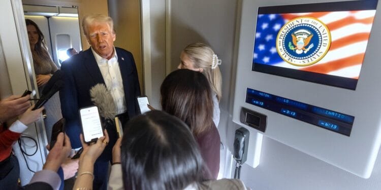 Trump’s Q&A on Air Force One goes from the plane’s color scheme to the fate of TikTok and Canada