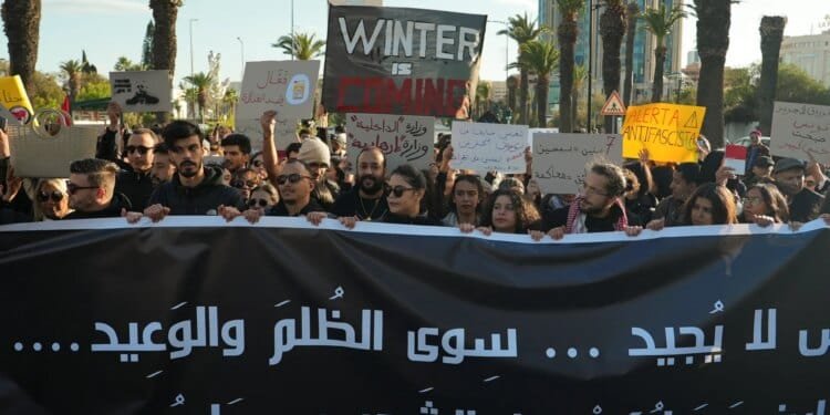 Tunisia police arrrest opposition figure Chaima Issa during protest 1 Tunisia police arrrest opposition figure Chaima Issa during protest