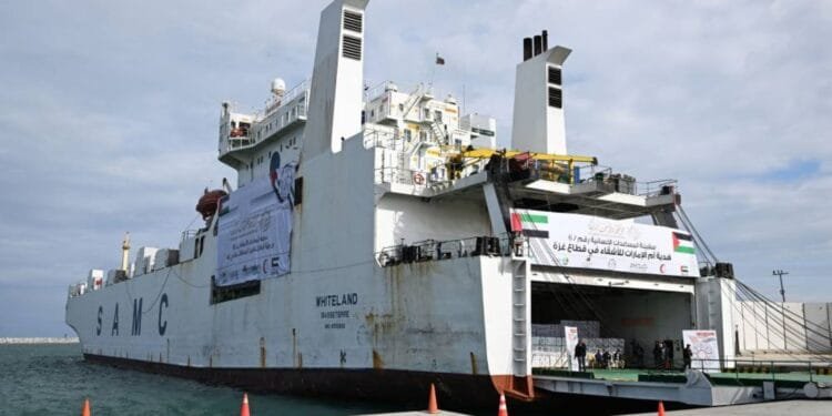 UAE aid ship with 5,800 tonnes of relief materials for Gaza reaches Al Arish Port