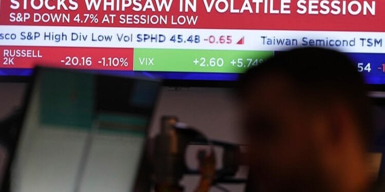 US stock market sinks lower after wild swings over Trump’s tariff plans