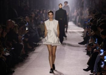 Victoria Beckham shows curled hems and collars at Paris Fashion Week