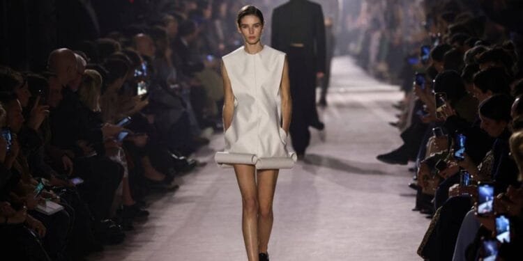 Victoria Beckham shows curled hems and collars at Paris Fashion Week