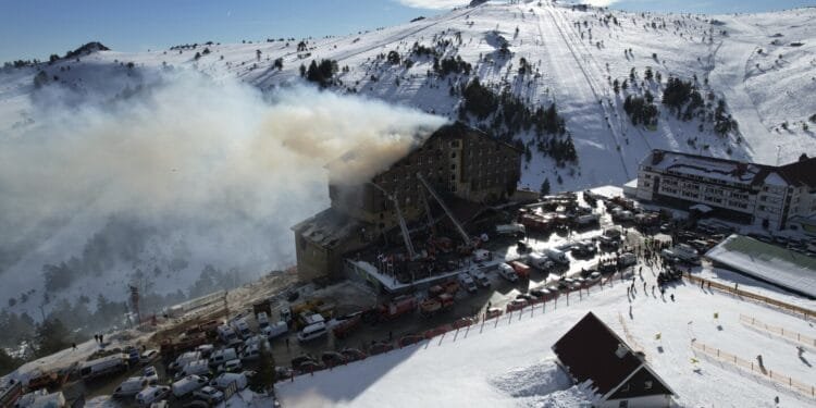 Witnesses at a Turkish ski resort stood helpless as people leaped out of a burning hotel