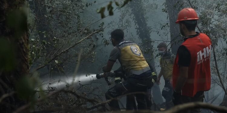 ‘We belong to this land’: Syrians navigate landmines to battle wildfires
